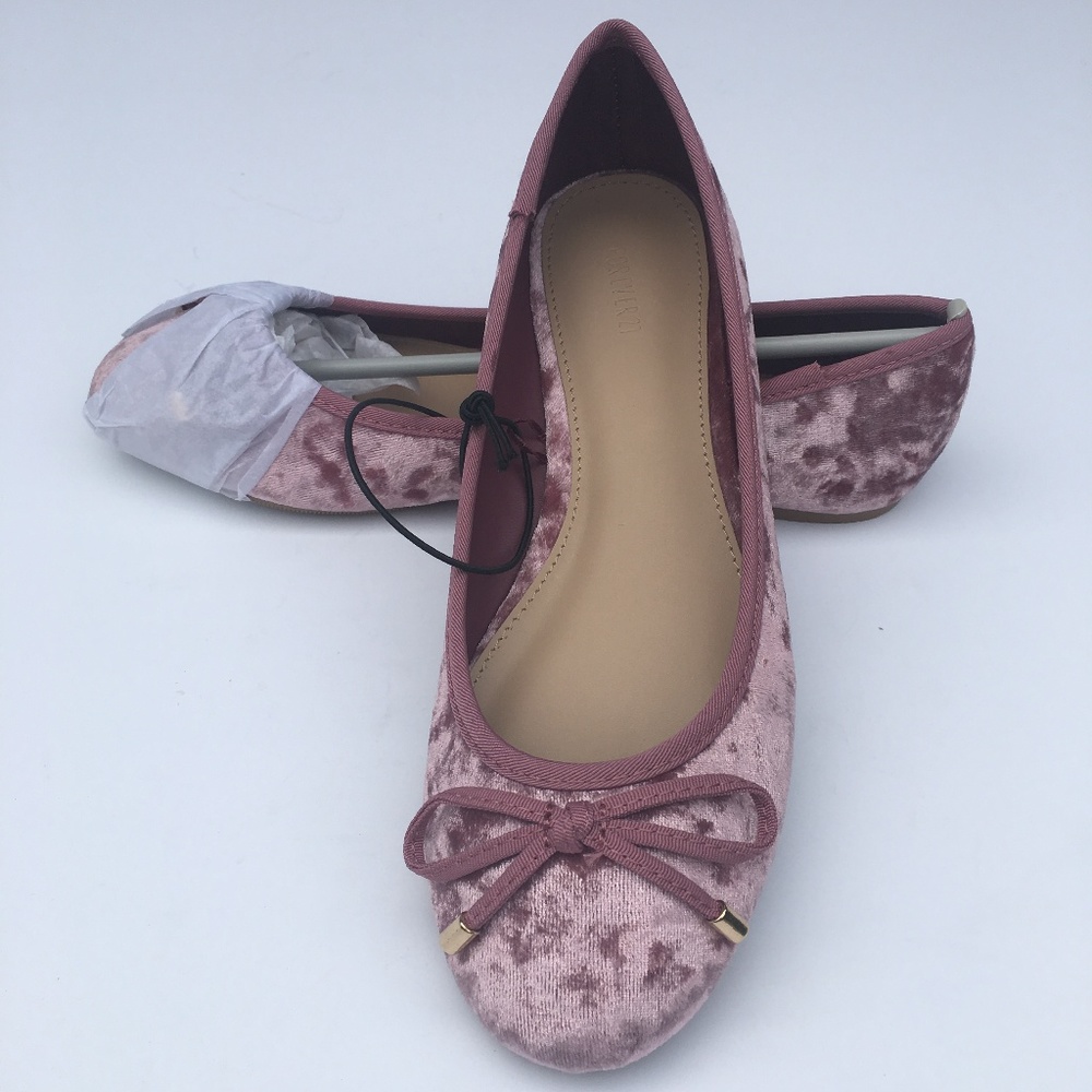 FOREVER 21 / NEW! crushed velveteen pink ballet flats - SZ 7